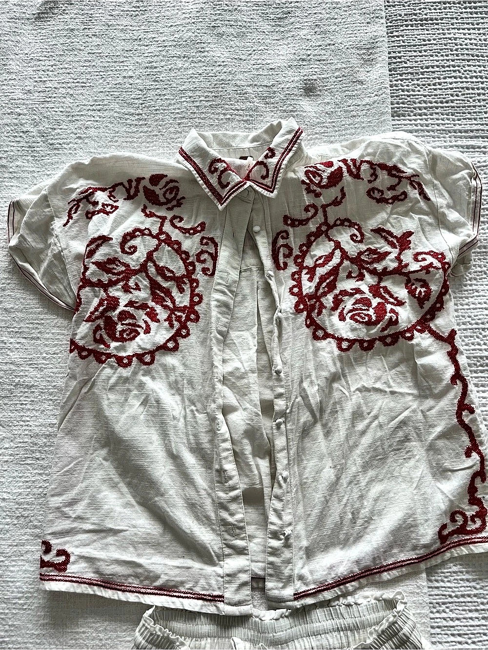Free People Embroidered Matching Set in White & Red - Picture 2 of 5